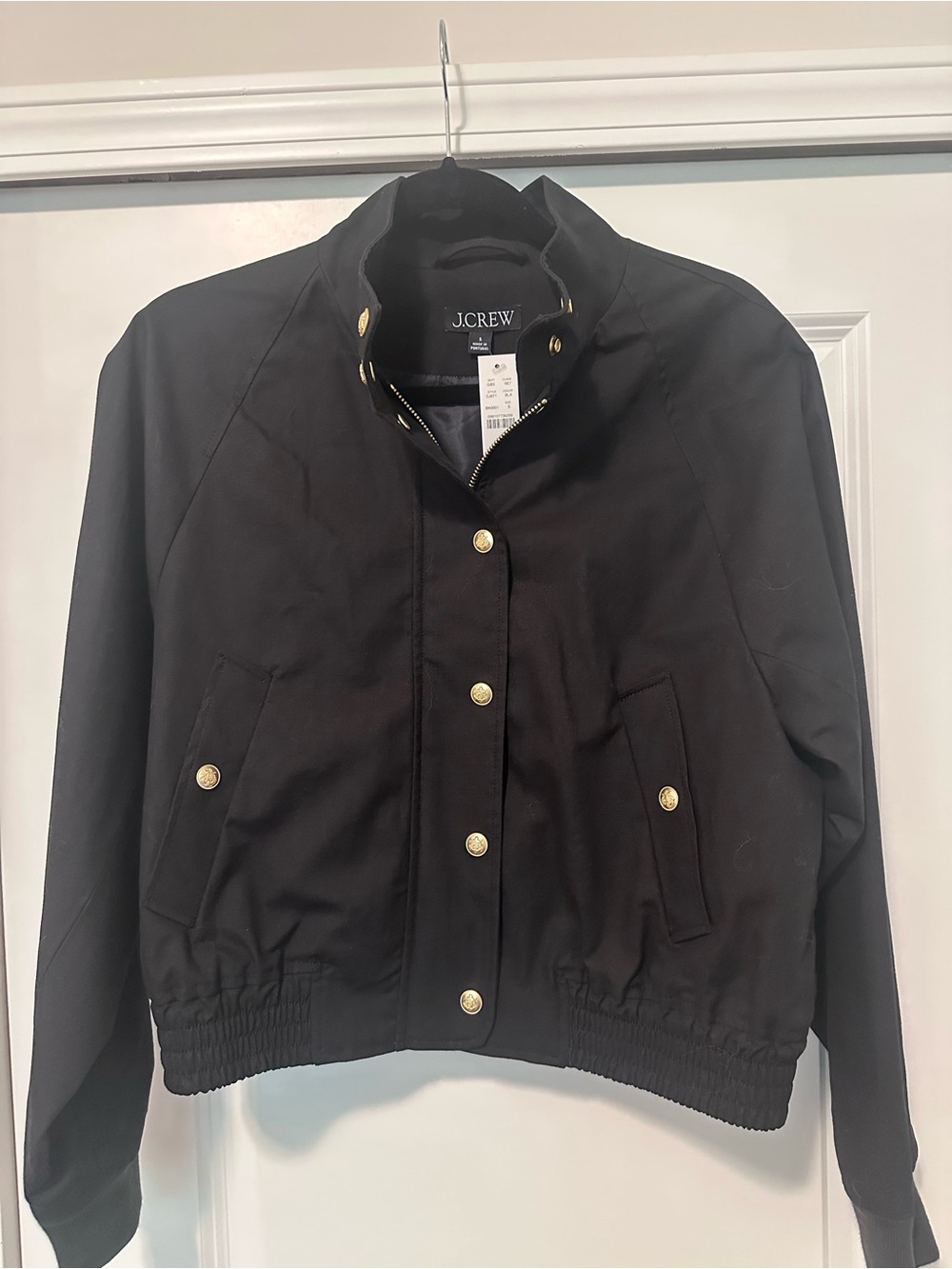 J.Crew NWT Women's Black Button-Front Bomber Jacket